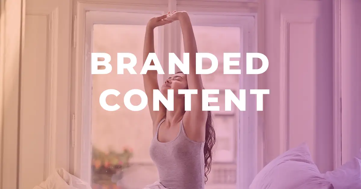 Branded Content image shows a young lady doing a yoga stretch. Branded Content by Vermillion Films video production company Birmingham