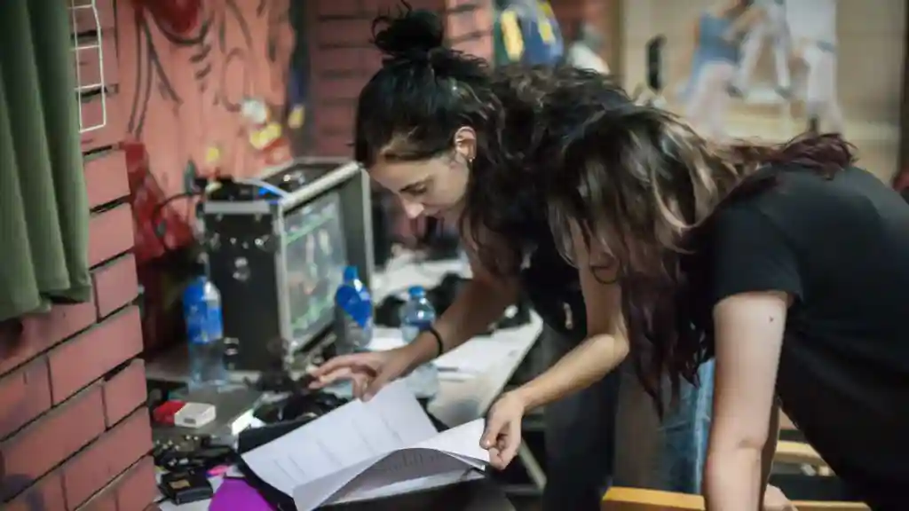 Two female filmmakers amidst video production