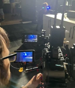 Behind the scenes photo of the software video production